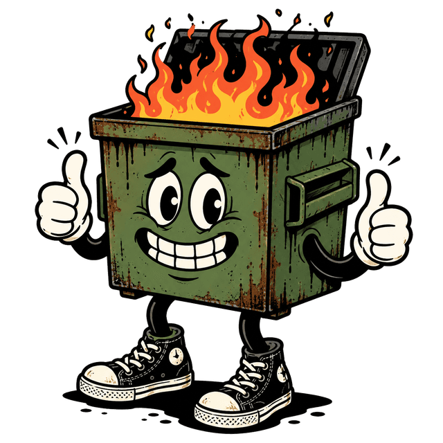 Dumpster fire mascot